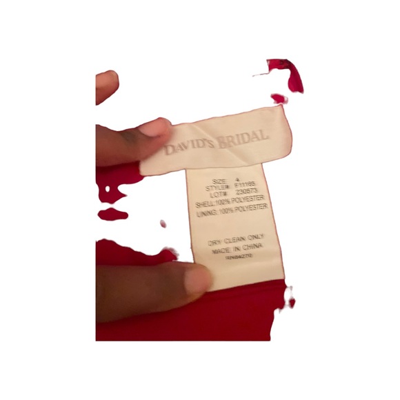 David’s bridal size 4 red evening gown strapless wrap skirt with lining - Picture 10 of 11